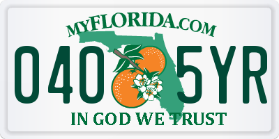 FL license plate 0405YR