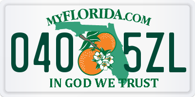 FL license plate 0405ZL
