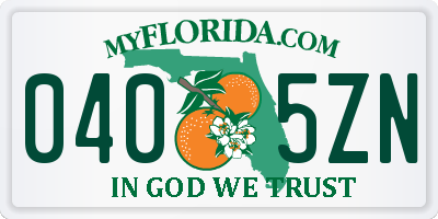 FL license plate 0405ZN