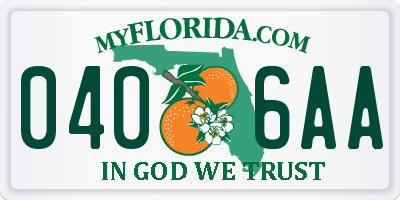 FL license plate 0406AA