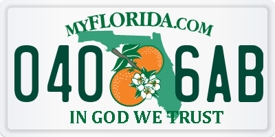 FL license plate 0406AB
