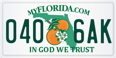 FL license plate 0406AK