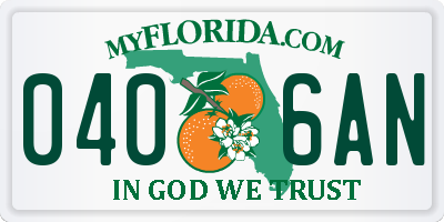 FL license plate 0406AN