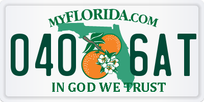 FL license plate 0406AT