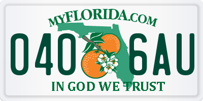 FL license plate 0406AU
