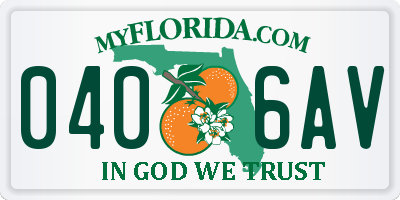 FL license plate 0406AV