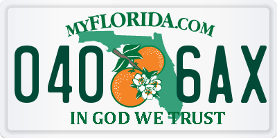 FL license plate 0406AX