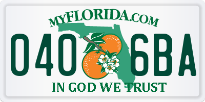 FL license plate 0406BA