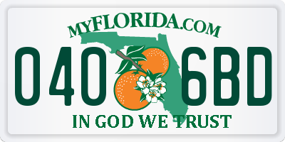 FL license plate 0406BD