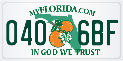 FL license plate 0406BF