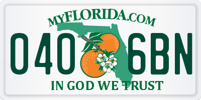 FL license plate 0406BN