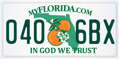FL license plate 0406BX