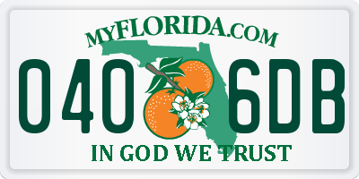 FL license plate 0406DB