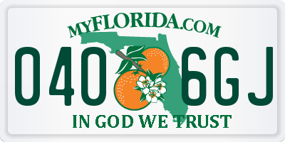 FL license plate 0406GJ