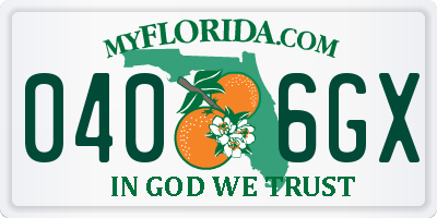 FL license plate 0406GX