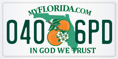 FL license plate 0406PD