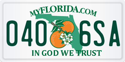 FL license plate 0406SA