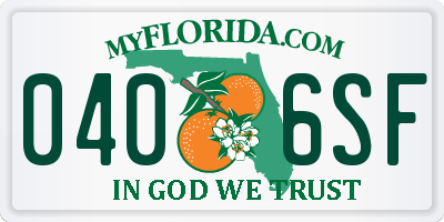 FL license plate 0406SF