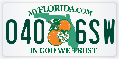 FL license plate 0406SW