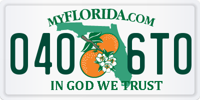 FL license plate 0406TO