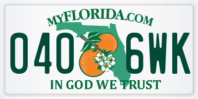 FL license plate 0406WK