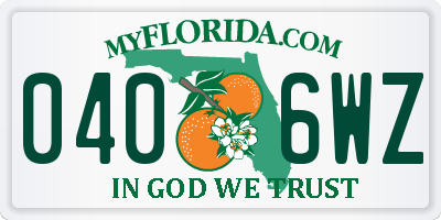 FL license plate 0406WZ