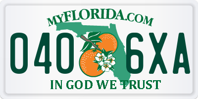 FL license plate 0406XA