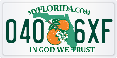 FL license plate 0406XF
