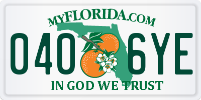 FL license plate 0406YE