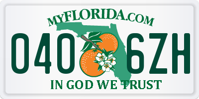 FL license plate 0406ZH