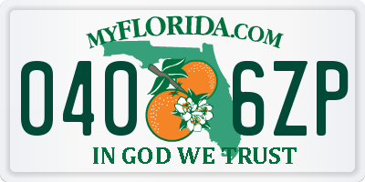 FL license plate 0406ZP
