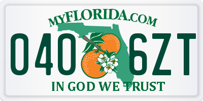 FL license plate 0406ZT