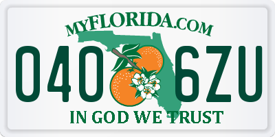 FL license plate 0406ZU