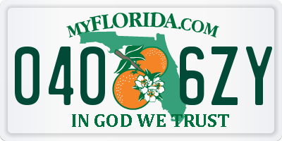 FL license plate 0406ZY