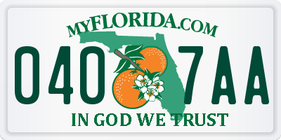 FL license plate 0407AA