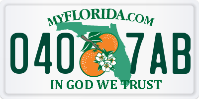 FL license plate 0407AB