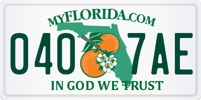 FL license plate 0407AE