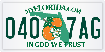 FL license plate 0407AG