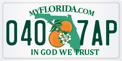 FL license plate 0407AP