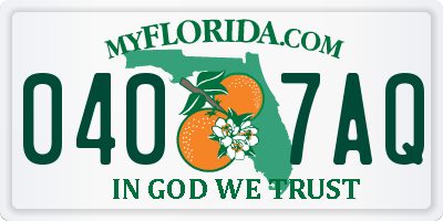 FL license plate 0407AQ