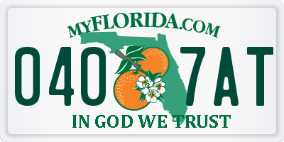 FL license plate 0407AT