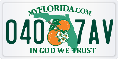 FL license plate 0407AV