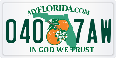 FL license plate 0407AW