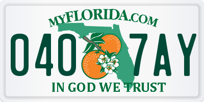 FL license plate 0407AY