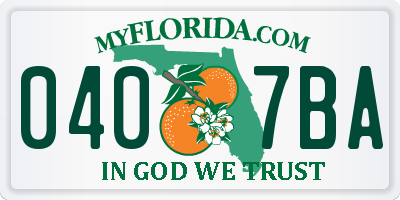 FL license plate 0407BA
