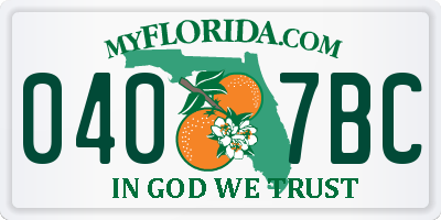 FL license plate 0407BC