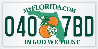 FL license plate 0407BD