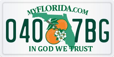 FL license plate 0407BG