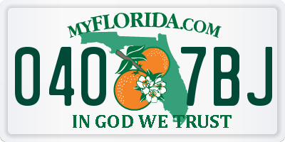 FL license plate 0407BJ
