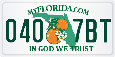 FL license plate 0407BT